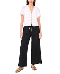 1.state Women's Tie-Front Flutter-Sleeve V-Neck Top