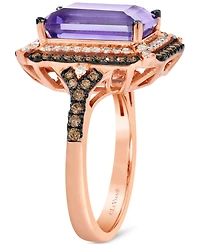 Le Vian Deep Sea Blue Topaz (3-7/8 ct. t.w.) & Diamond (5/8 Double Halo Ring 14k Rose Gold (Also Available White or Yello