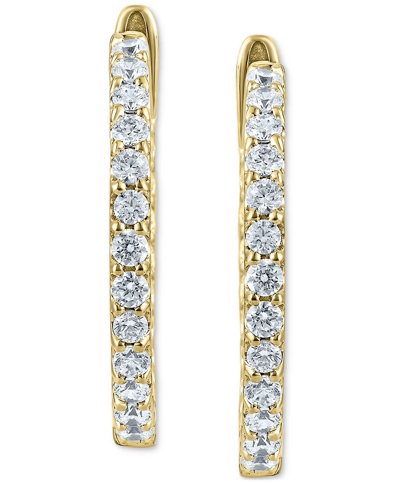 Diamond Small Hoop Earrings (1 ct. t.w.) in 14K White or Yellow Gold
