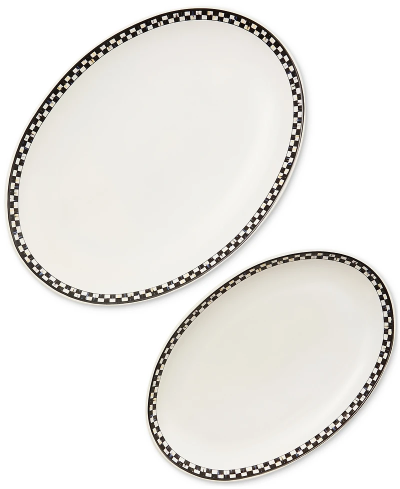 MacKenzie-Childs Courtly Check Everyday Oval Platters, Set of 2
