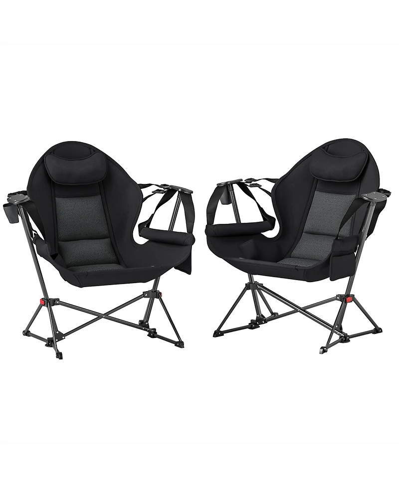 Outsunny Hammock Camping Chair Set of 2 with Adjustable Back,
