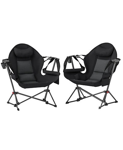 Outsunny Hammock Camping Chair Set of 2 with Adjustable Back,