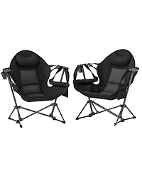 Outsunny Hammock Camping Chair Set of 2 with Adjustable Back,