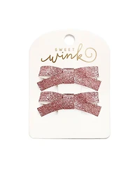 Child Girl Pink Glitter Bow Clip Set