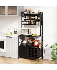 Bar Cabinet with Wine Bottle Holders and S-Hooks for Glassware Accessories