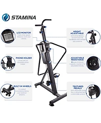 Stamina Products Cardio Climber Home Workout Fitness Exercise Machine with Smart Coaching, Lcd Monitor, And Wheels for Easy Storage