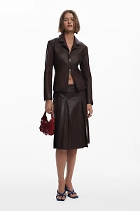 Desigual Women's Peplum leather biker jacket