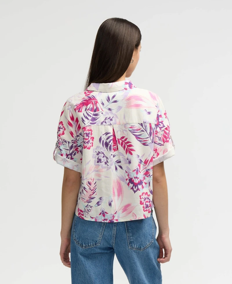 Nvlt Women s Button Front Cropped Shirt