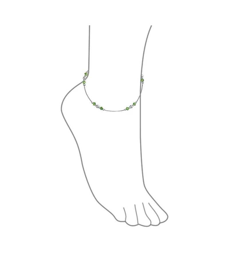 Bling Jewelry Lime Green Crystal Bead Anklet Ankle Bracelet Sterling Silver 9-10"