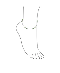 Bling Jewelry Lime Green Crystal Bead Anklet Ankle Bracelet Sterling Silver 9-10"
