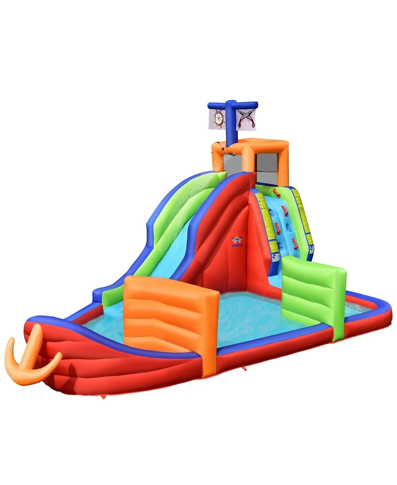 6-in-1 Pirate Ship Waterslide Kid Inflatable Castle with Water Guns and 735W Blower