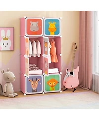 8 Cube Kids Wardrobe Closet with Hanging Section and Doors