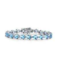 White Gold Plated with Blue or Green Pear Shaped Cubic Zirconia Tennis Bracelet