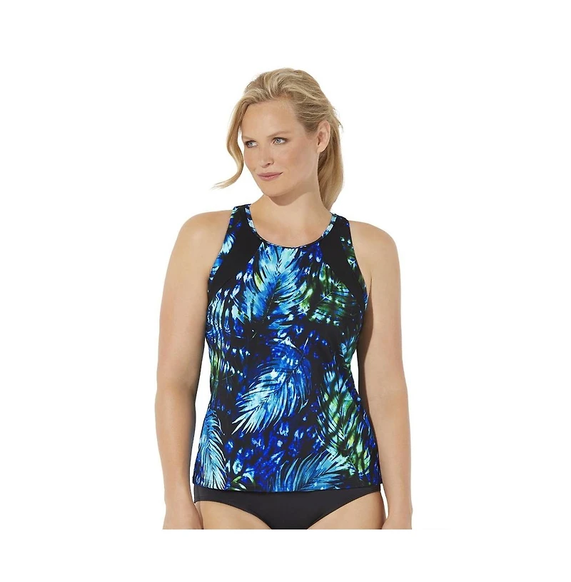 Swimsuits for All Women's Chlorine Resistant High Neck Racerback Tankini Top
