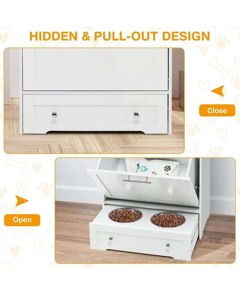 Pet Feeder Station with Stainless Steel Bowl