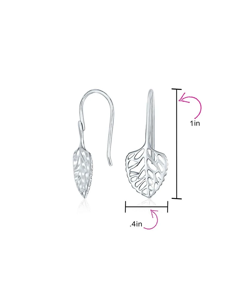 Bling Jewelry Delicate Filigree Leaf Dangle Earrings in Sterling Silver Nature-Inspired Jewelry
