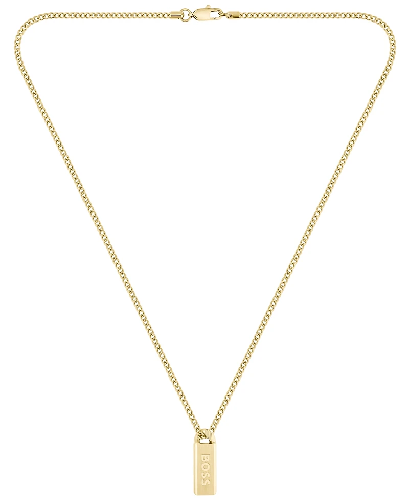 Hugo Boss Men's Kassy Emblem Ionic Gold-Plated Pendant Necklace