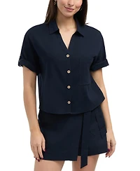 Ellen Tracy Women's Camp Shirt with Button Front