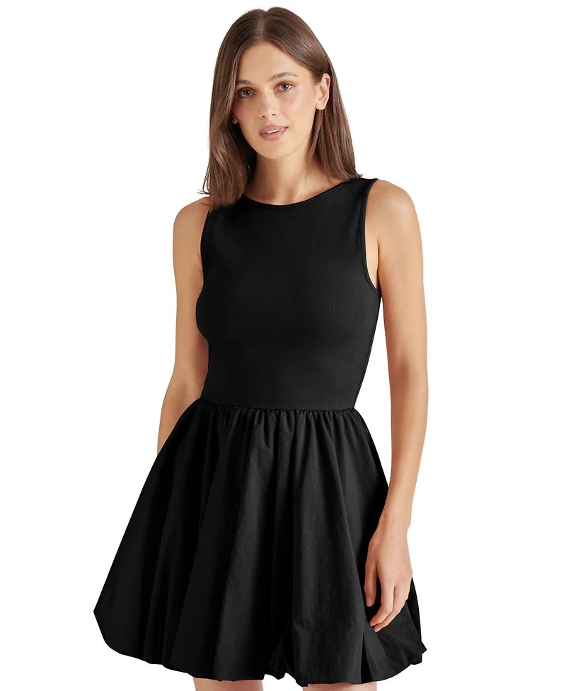 Steve Madden Women's Palermo Mixed-Media Bubble-Hem Fit & Flare Dress