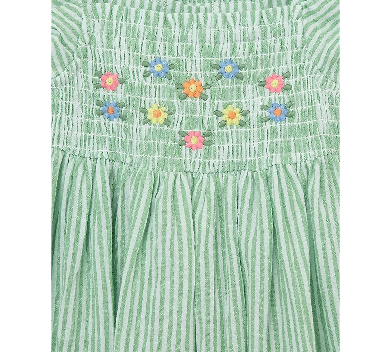 Little Me Baby Girls Cotton Embroidered Sundress & Diaper Cover, 2 Piece Set