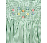 Little Me Baby Girls Cotton Embroidered Sundress & Diaper Cover, 2 Piece Set