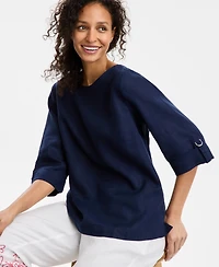 Charter Club Women's 100% Linen D-Ring Top