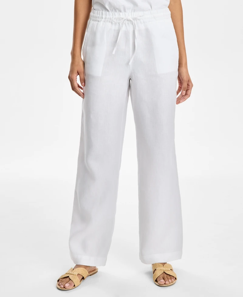 Charter Club Women's 100% Linen Drawstring Pants, Created for Macy's