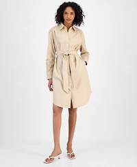 Boss Orange Women's Cotton Belted Long-Sleeve Shirtdress