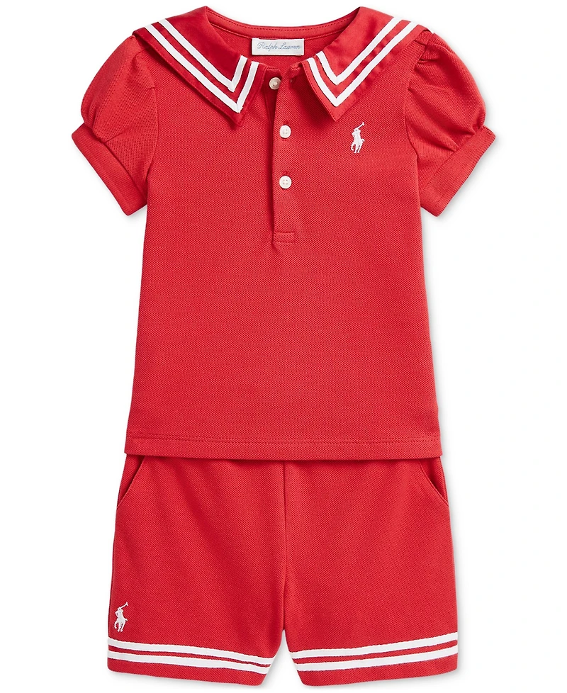 Polo Ralph Lauren Baby Girls Sailor Top & Short Set