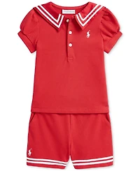 Polo Ralph Lauren Baby Girls Sailor Top & Short Set