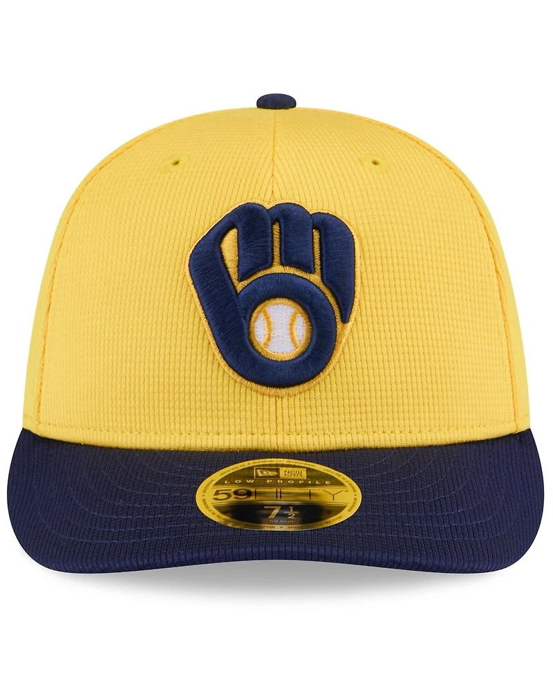 New Era Men's Gold/Navy Milwaukee Brewers 2025 Spring Training Low Profile 59FIFTY Fitted Hat