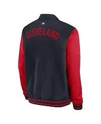 Nike Men's Navy/Red Cleveland Guardians Authentic Collection Dugout Full-Zip Bomber Jacket