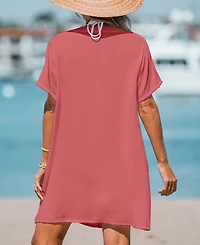 Cupshe Women's Sun Chaser Pink Cover-Up Mini Beach Dress