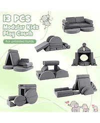 13-Piece Convertible Modular Kids Play Couch for Nursery, Playroom, and Bedroom Versatile Seating Toddlers
