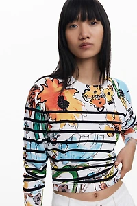 Desigual Women's Striped floral sweater