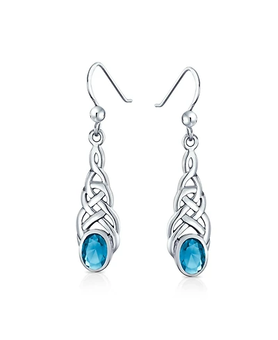 Bling Jewelry Blue Topaz Amethyst Moonstone Celtic Knot Dangle Earrings in Sterling Silver