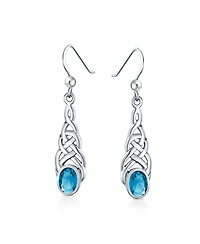 Bling Jewelry Blue Topaz Amethyst Moonstone Celtic Knot Dangle Earrings in Sterling Silver
