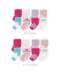 Luvable Friends Baby Girls Eight-Count Low-Cut Footies