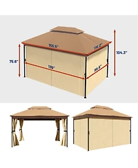 13 x 10 Feet Patio Gazebo Double Vented Gazebo With Sidewall