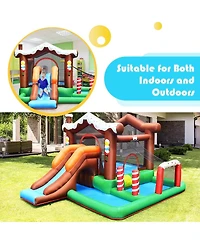 Outdoor Indoor Inflatable Kids Bounce House with 480W Air Blower