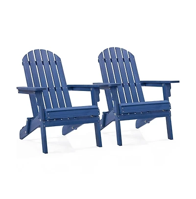 Yaheetech 2-piece Solid Wood Folding Adirondack Chair, Blue