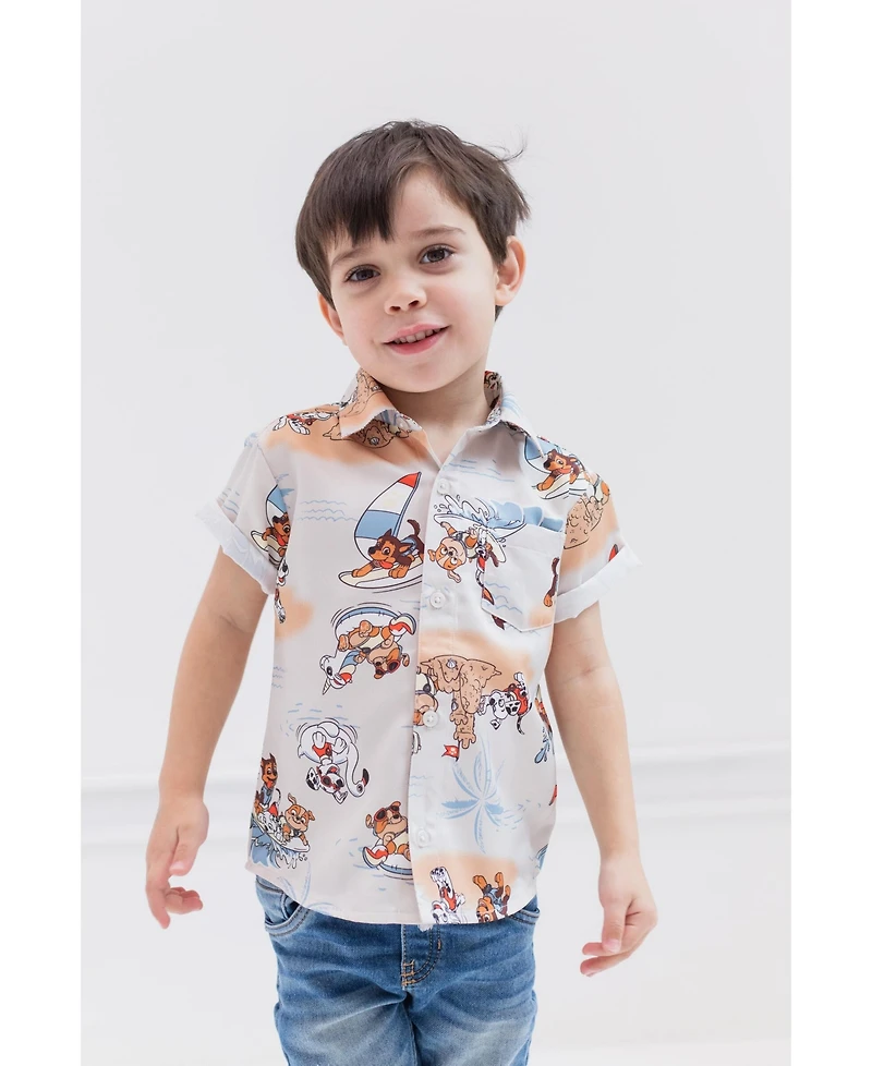 Paw Patrol Little Boys Matching Family Hawaiian Button Down Dress Shirt