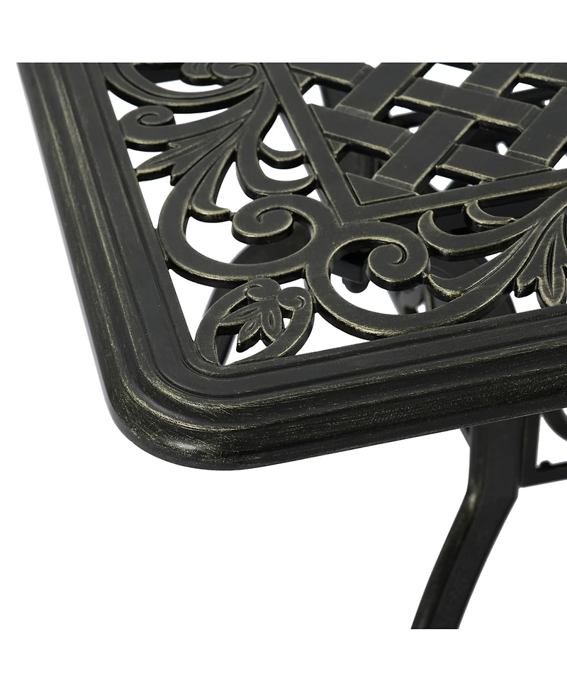59 Inches Cast Aluminium Outdoor Dining Table Patio Rectangular Dining Table with Umbrella Hole Patio Bistro Table for Backyard Garden Patio, Antique