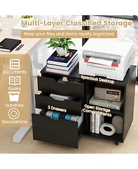 3-Drawer File Cabinet with Adjustable Shelf and Wheels for Letter