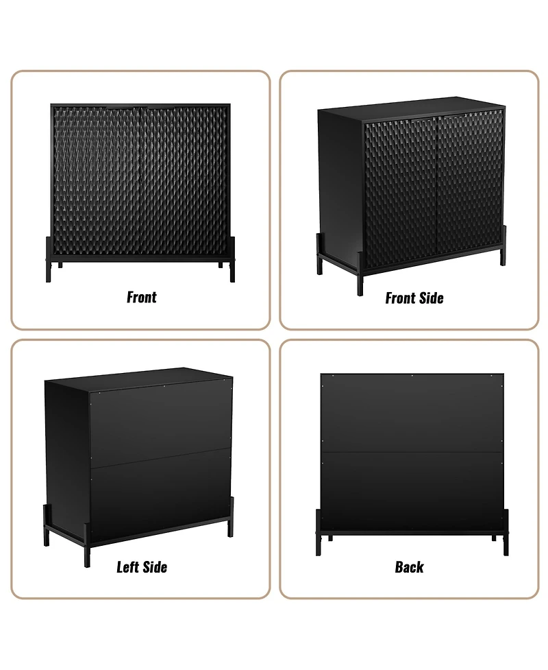 Modern Storage Cabinet with Adjustable Shelves, Accent 2 Doors, Decorative Cabinets for Living Room, Kitchen, Office
