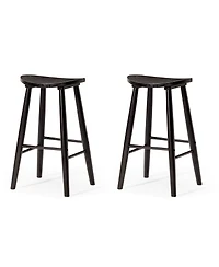 Maven Lane Luna Counter Stool in Rustic Black Wood Finish, Set of 2