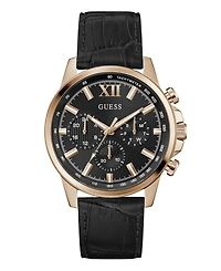 Guess Men's Multifunction Black Genuine Leather Watch