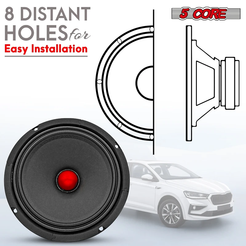 6.5 Inch Midrange Door Speaker 580W Subwoofer w Aluminum Bullet 4 Sub Woofer