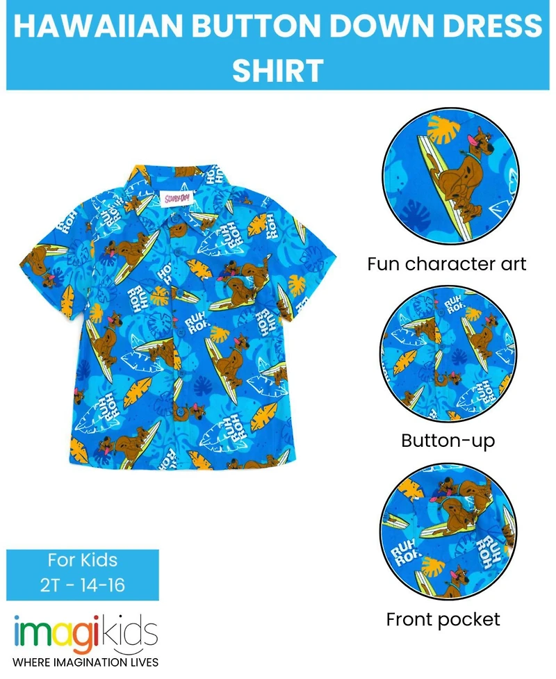 Scooby-Doo Scooby Doo Hawaiian Button Down Dress Shirt
