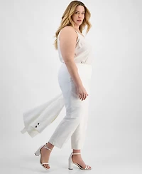 Kasper Plus Linen-Blend Pants